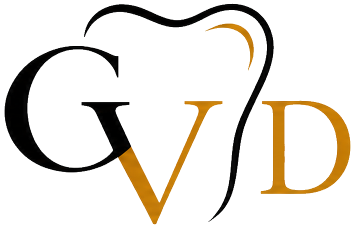 GVD, logo del consultorio con una silueta dental